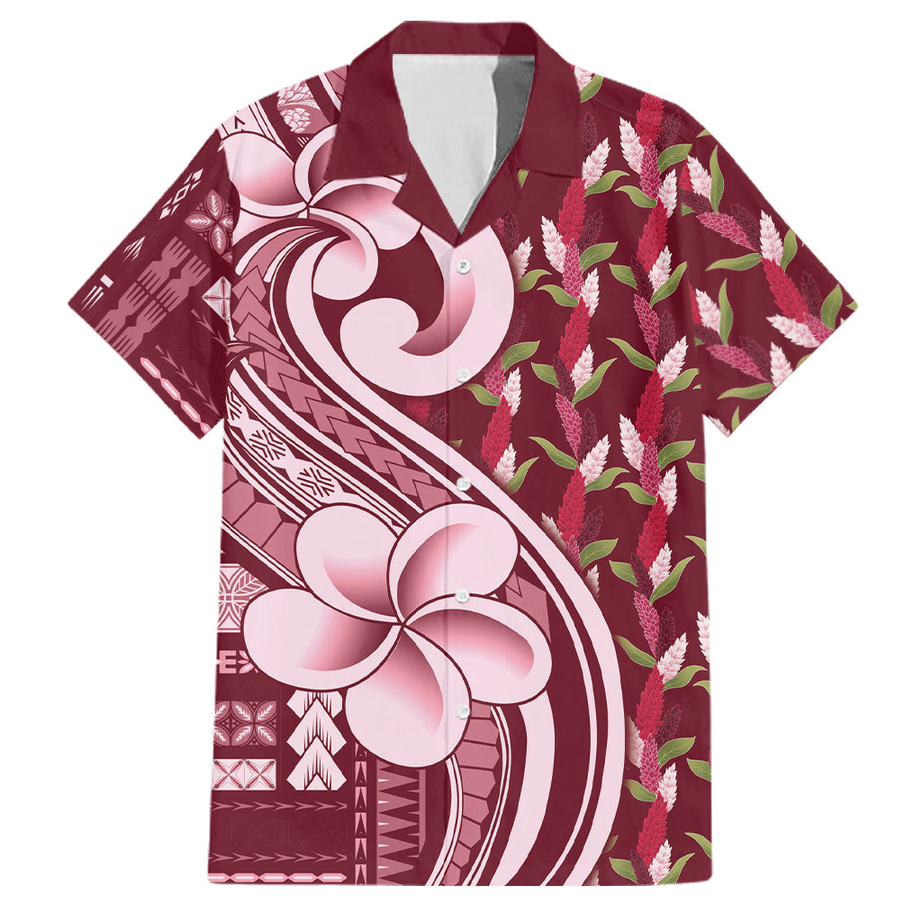 Samoa Teuila Family Matching Short Sleeve Bodycon Dress and Hawaiian Shirt Maroon Samoan Siapo Motifs