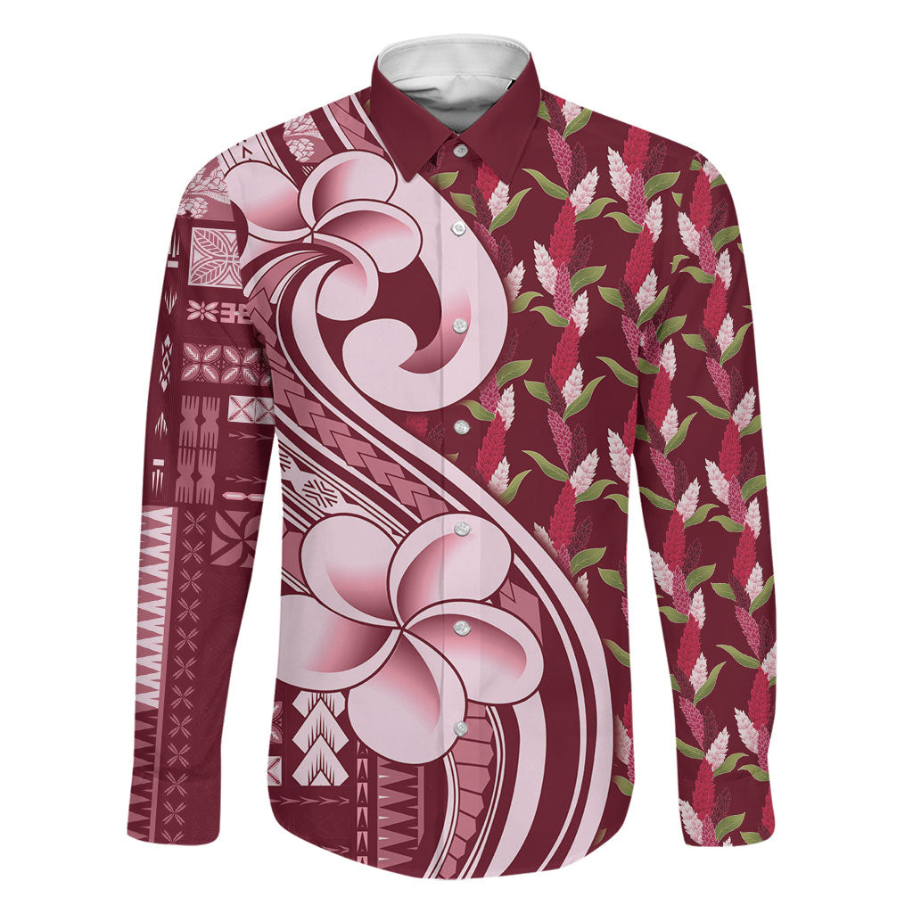 Samoa Teuila Family Matching Tank Maxi Dress and Hawaiian Shirt Maroon Samoan Siapo Motifs