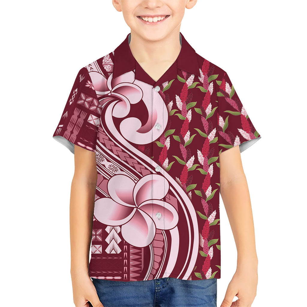 Samoa Teuila Hawaiian Shirt Maroon Samoan Siapo Motifs