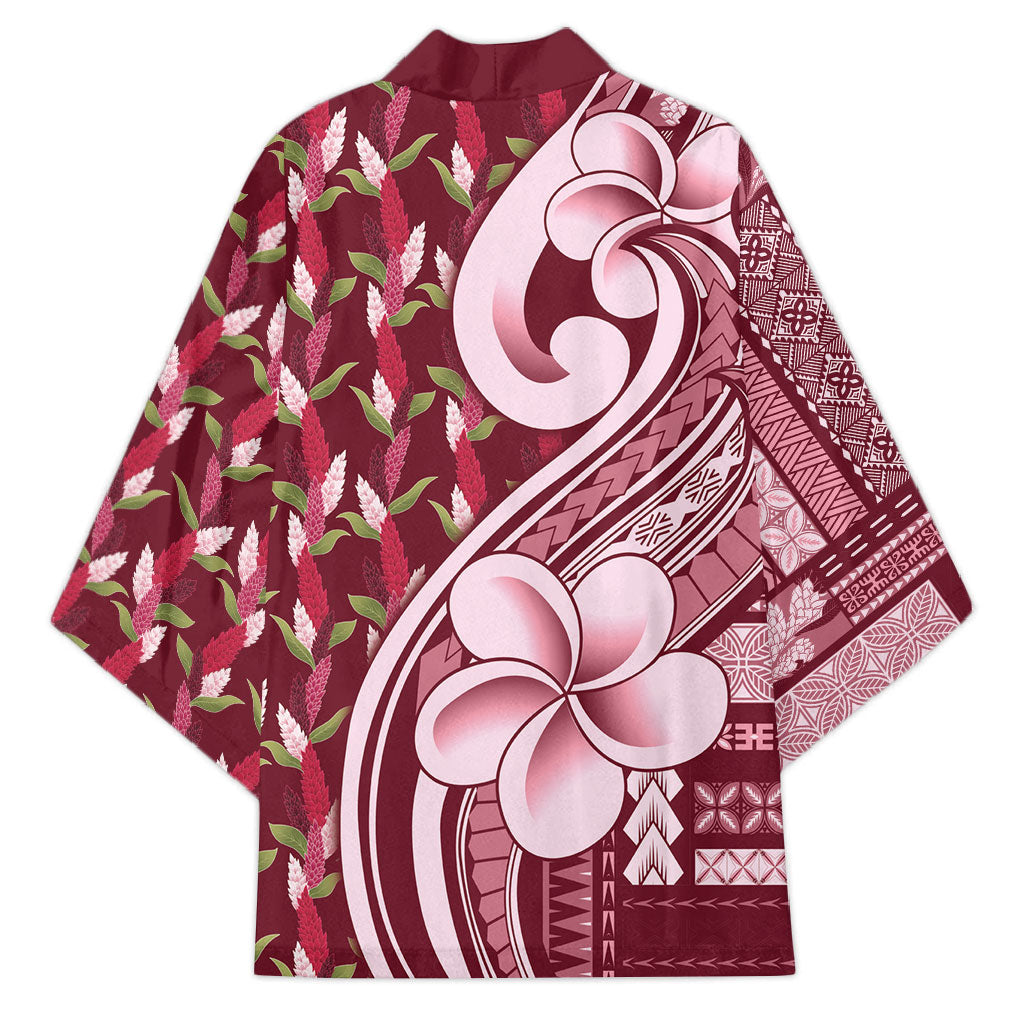 Samoa Teuila Kimono Maroon Samoan Siapo Motifs