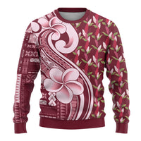 Samoa Teuila Ugly Christmas Sweater Maroon Samoan Siapo Motifs