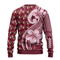 Samoa Teuila Ugly Christmas Sweater Maroon Samoan Siapo Motifs