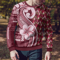 Samoa Teuila Ugly Christmas Sweater Maroon Samoan Siapo Motifs