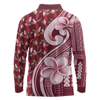 Samoa Teuila Long Sleeve Polo Shirt Maroon Samoan Siapo Motifs