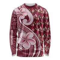 Samoa Teuila Long Sleeve Shirt Maroon Samoan Siapo Motifs
