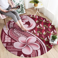 Samoa Teuila Round Carpet Maroon Samoan Siapo Motifs