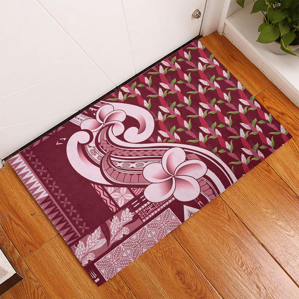 Samoa Teuila Rubber Doormat Maroon Samoan Siapo Motifs