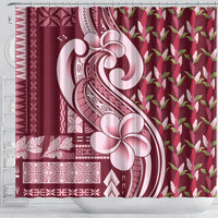 Samoa Teuila Shower Curtain Maroon Samoan Siapo Motifs