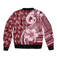Samoa Teuila Sleeve Zip Bomber Jacket Maroon Samoan Siapo Motifs LT05 - Polynesian Pride