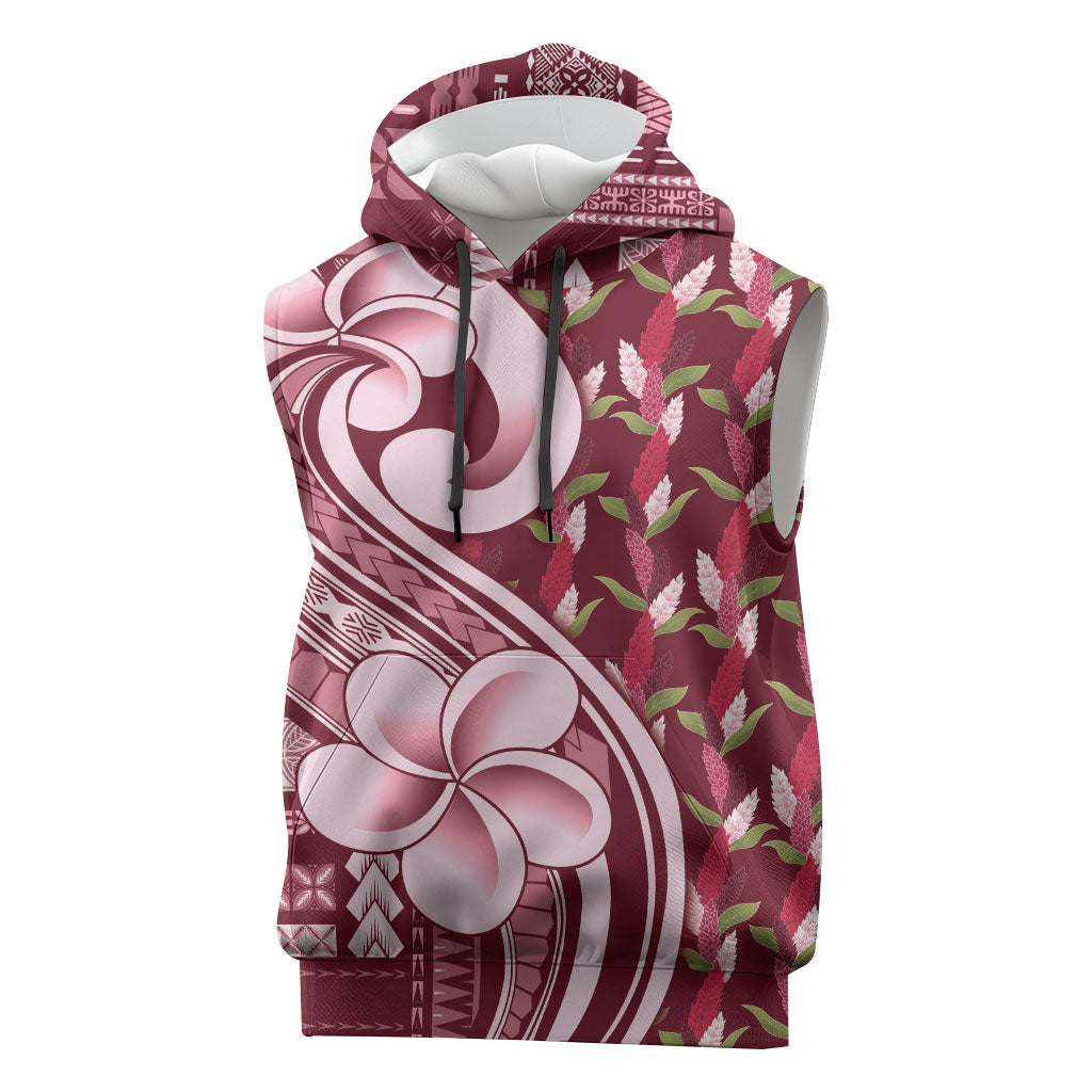 Samoa Teuila Sleeveless Hoodie Maroon Samoan Siapo Motifs LT05 Maroon - Polynesian Pride