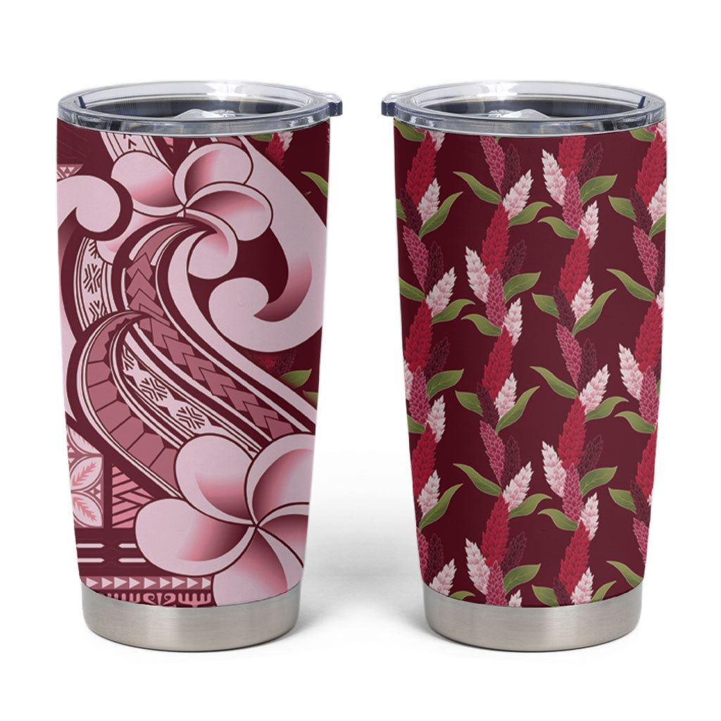 Samoa Teuila Tumbler Cup Maroon Samoan Siapo Motifs