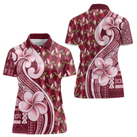 Samoa Teuila Women Polo Shirt Maroon Samoan Siapo Motifs