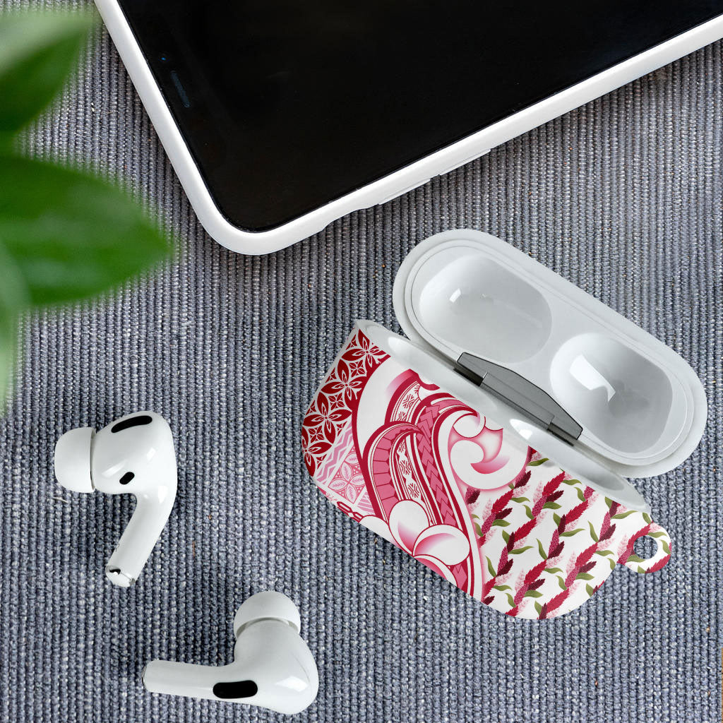 Samoa Teuila AirPods Case White Samoan Siapo Motifs LT05 - Polynesian Pride