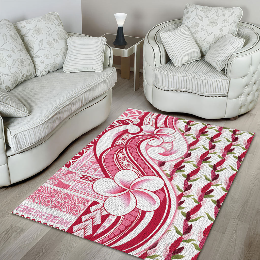 Samoa Teuila Area Rug White Samoan Siapo Motifs