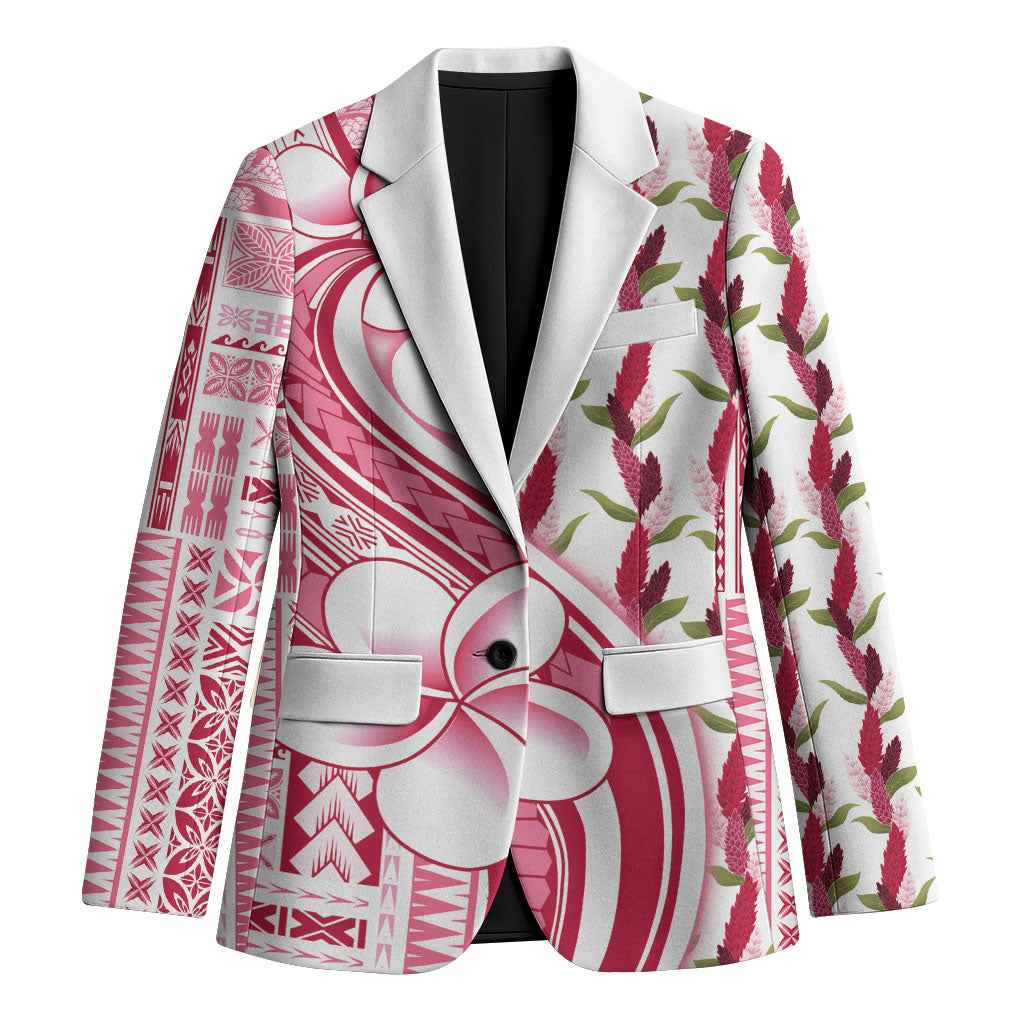 Samoa Teuila Blazer White Samoan Siapo Motifs LT05 Unisex White - Polynesian Pride