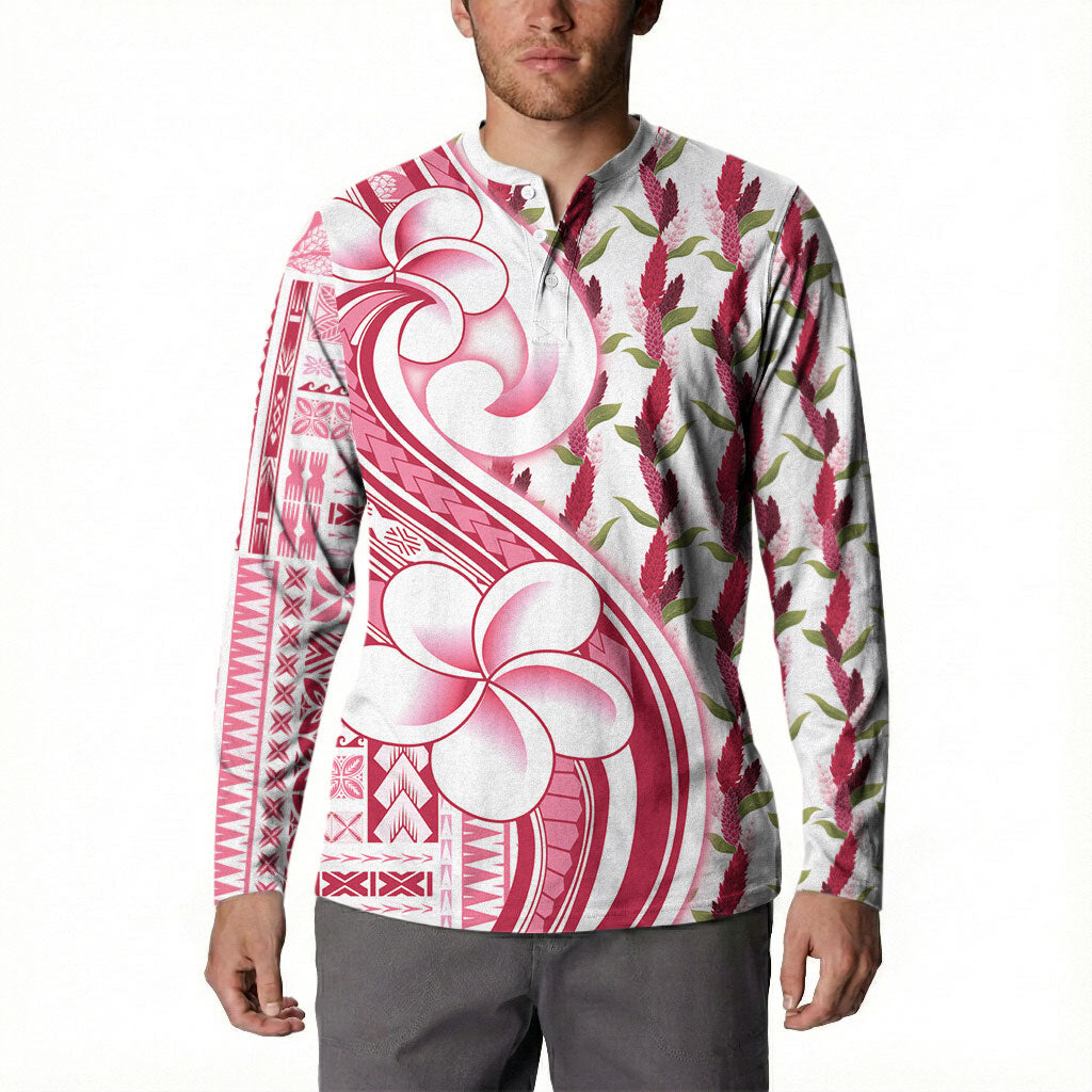 Samoa Teuila Button Sweatshirt White Samoan Siapo Motifs