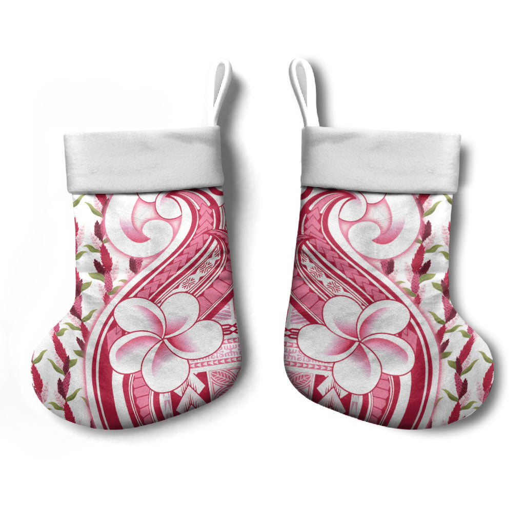 Samoa Teuila Christmas Stocking White Samoan Siapo Motifs
