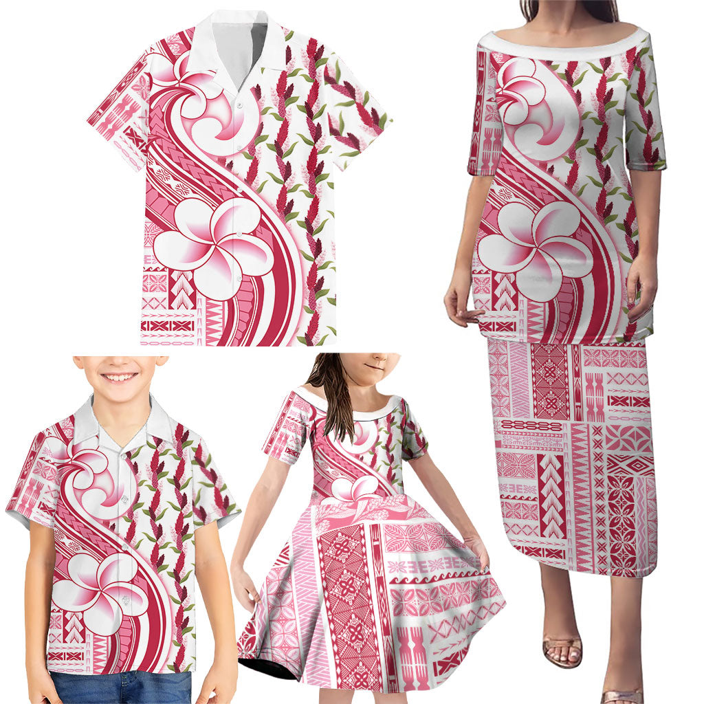 Samoa Teuila Family Matching Puletasi and Hawaiian Shirt White Samoan Siapo Motifs