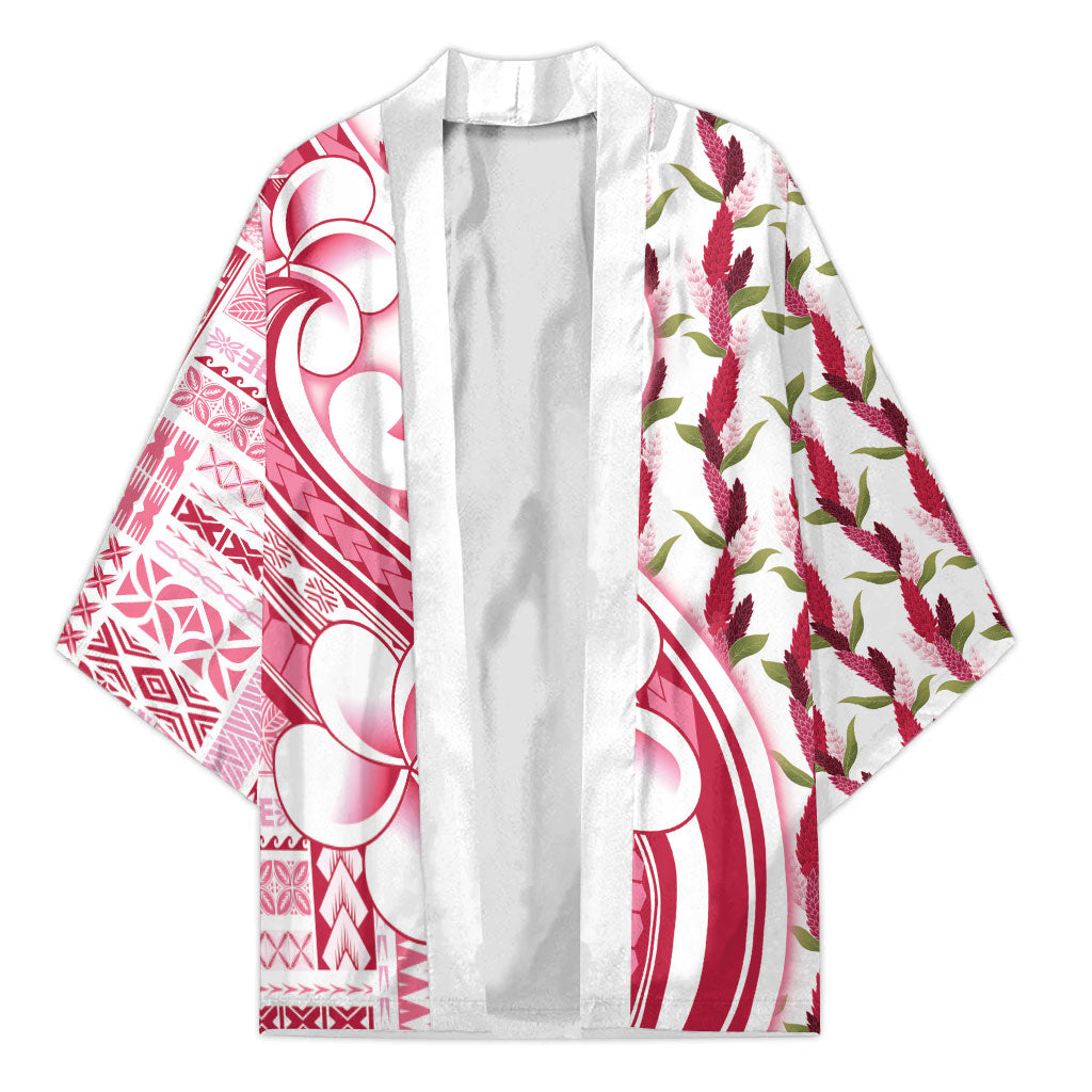 Samoa Teuila Kimono White Samoan Siapo Motifs LT05 Unisex White - Polynesian Pride