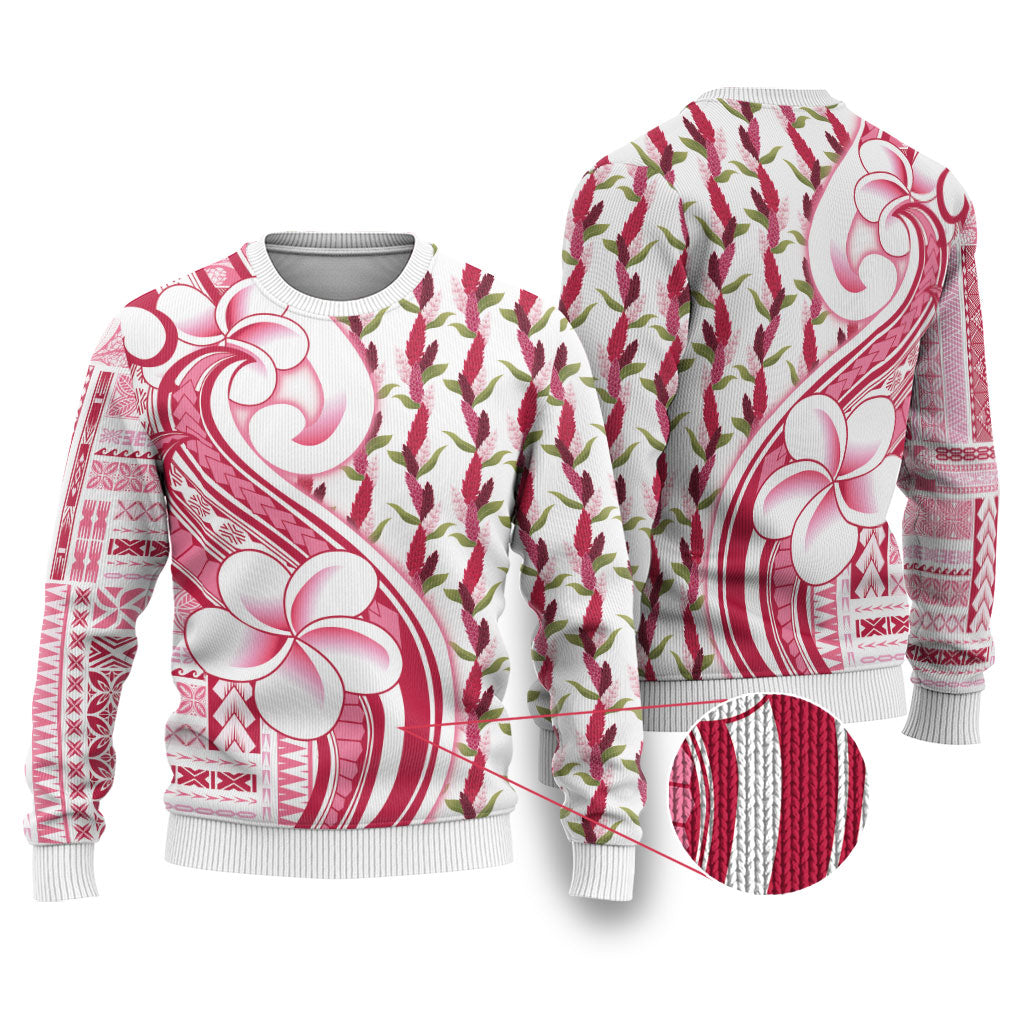 Samoa Teuila Ugly Christmas Sweater White Samoan Siapo Motifs