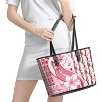 Samoa Teuila Leather Tote Bag White Samoan Siapo Motifs