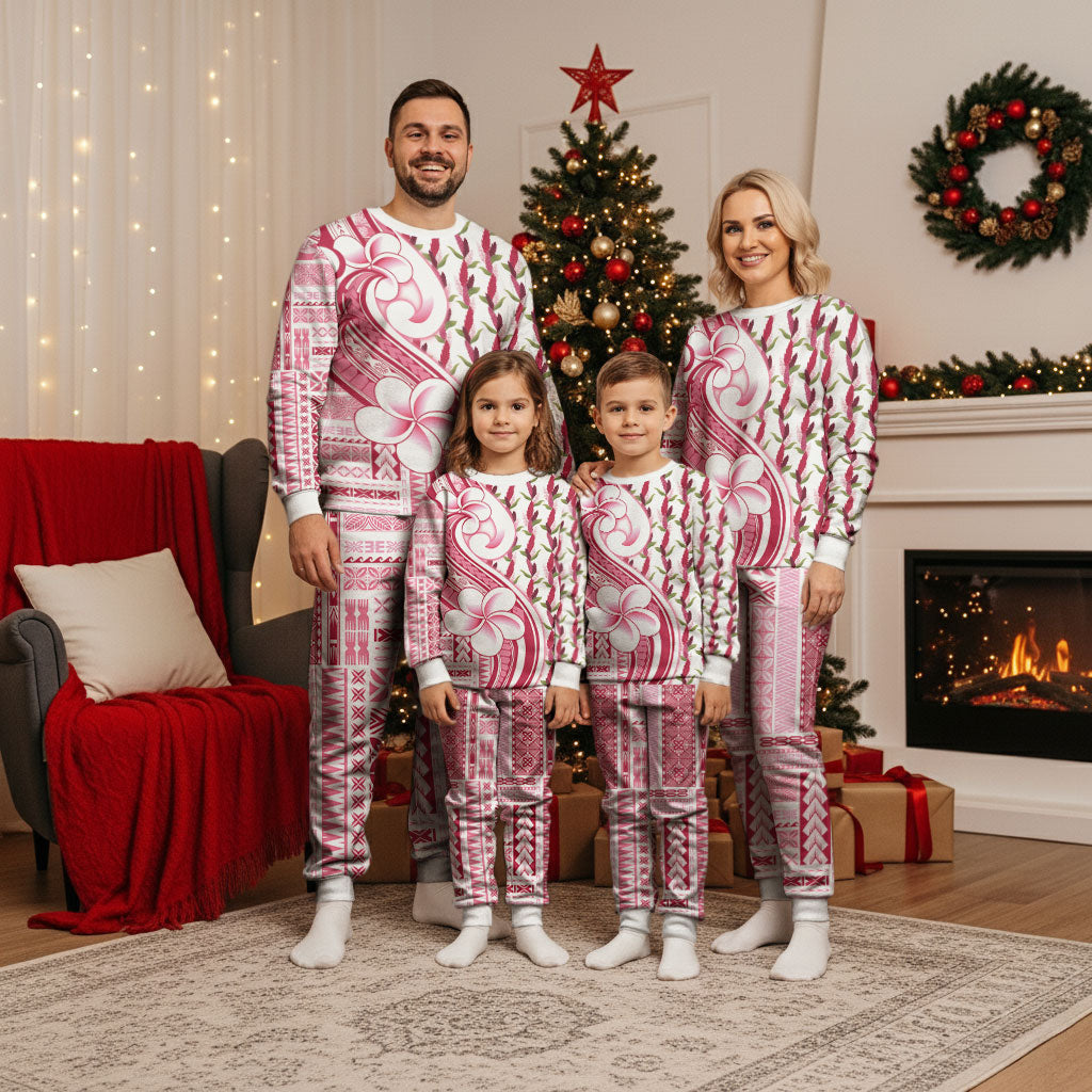 Samoa Teuila Christmas Pajama Set White Samoan Siapo Motifs LT05 - Polynesian Pride