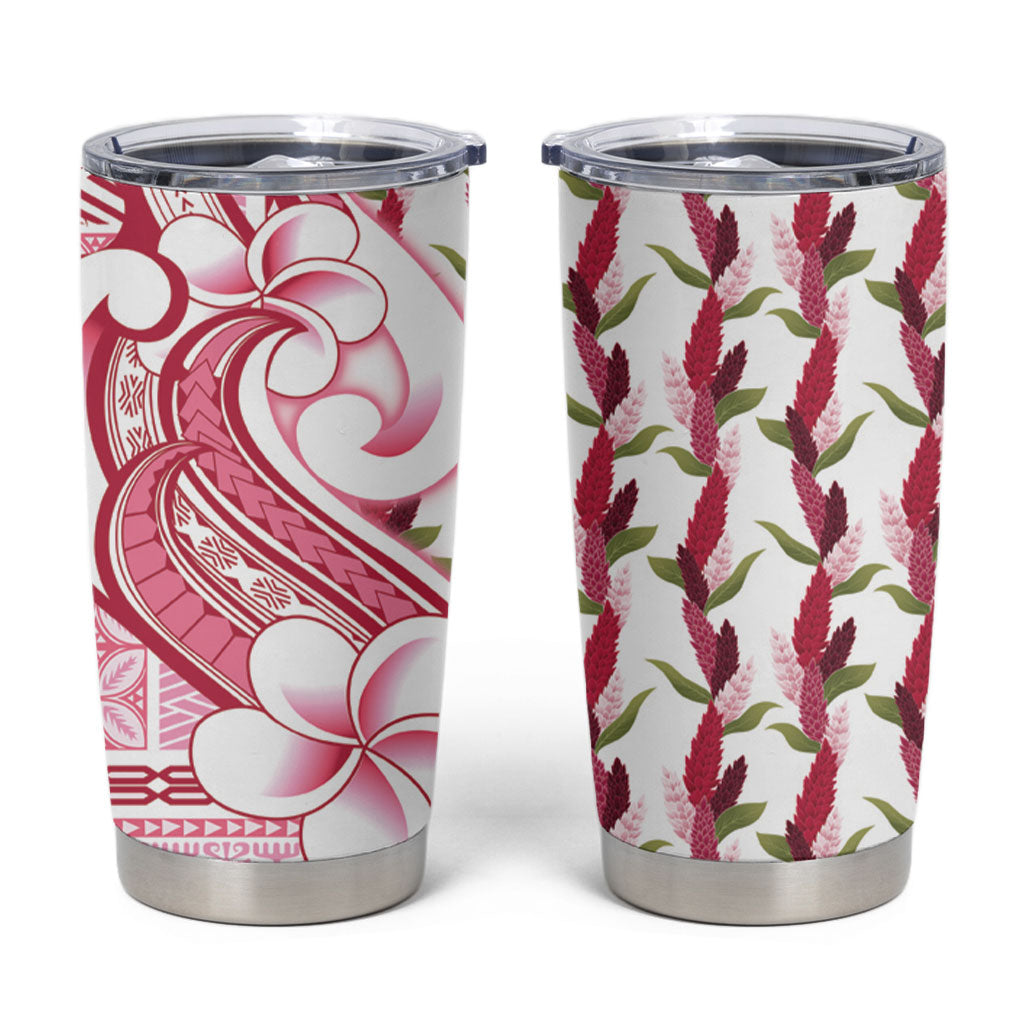 Samoa Teuila Tumbler Cup White Samoan Siapo Motifs