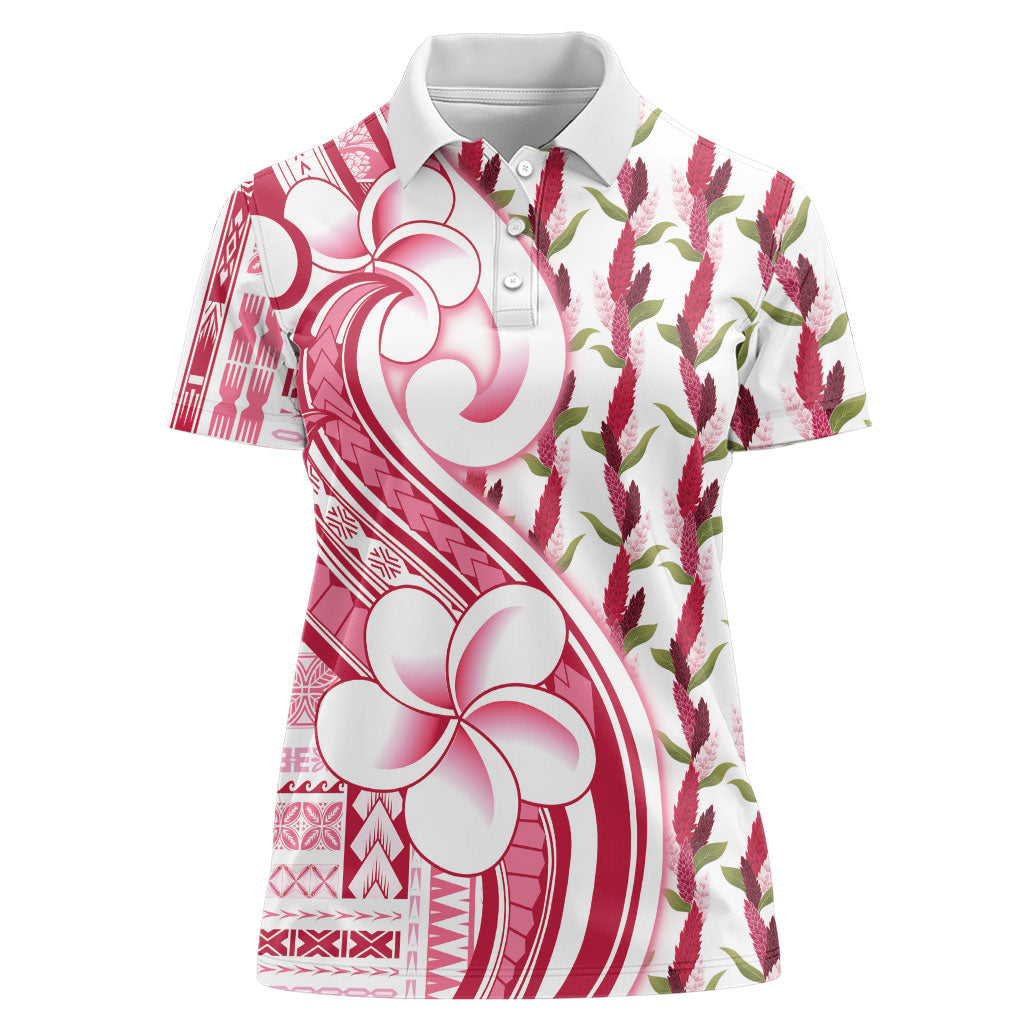 Samoa Teuila Women Polo Shirt White Samoan Siapo Motifs