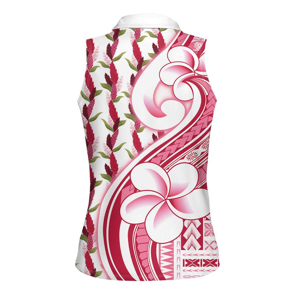 Samoa Teuila Women Sleeveless Polo Shirt White Samoan Siapo Motifs