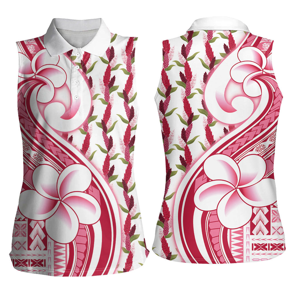 Samoa Teuila Women Sleeveless Polo Shirt White Samoan Siapo Motifs