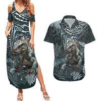 Hawaii Mo'o Lizard God Couples Matching Summer Maxi Dress and Hawaiian Shirt Polynesian Style