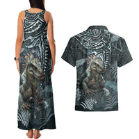 Hawaii Mo'o Lizard God Couples Matching Tank Maxi Dress and Hawaiian Shirt Polynesian Style