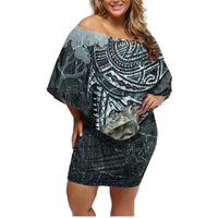 Hawaii Mo'o Lizard God Family Matching Off Shoulder Short Dress and Hawaiian Shirt Polynesian Style