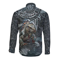 Hawaii Mo'o Lizard God Long Sleeve Button Shirt Polynesian Style LT05 - Polynesian Pride