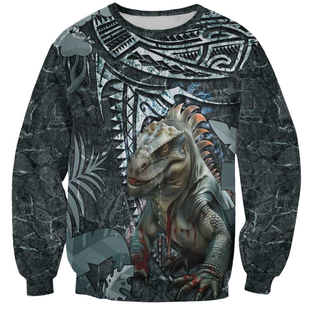 Hawaii Mo'o Lizard God Sweatshirt Polynesian Style LT05 Unisex Green - Polynesian Pride