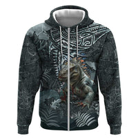 Hawaii Mo'o Lizard God Zip Hoodie Polynesian Style