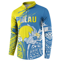 Palau Independence Day Button Sweatshirt Happy 30th Anniversary LT05 - Polynesian Pride