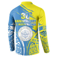 Palau Independence Day Button Sweatshirt Happy 30th Anniversary LT05 - Polynesian Pride