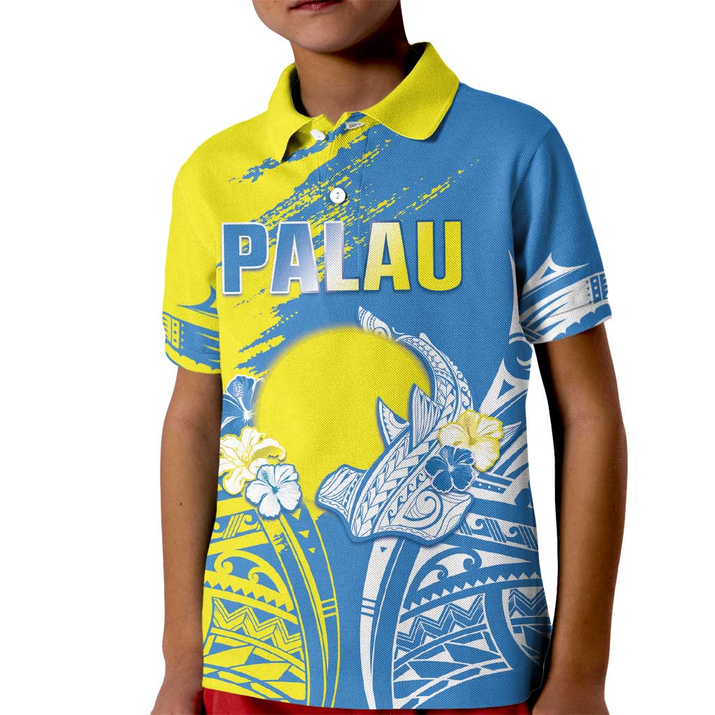 Palau Independence Day Kid Polo Shirt Happy 30th Anniversary LT05 Kid Blue - Polynesian Pride