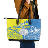 Palau Independence Day Leather Tote Bag Happy 30th Anniversary LT05 - Polynesian Pride