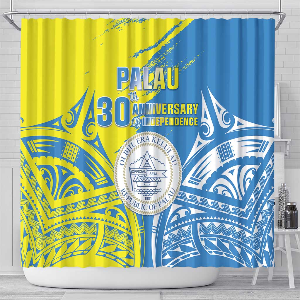 Palau Independence Day Shower Curtain Happy 30th Anniversary LT05 - Polynesian Pride