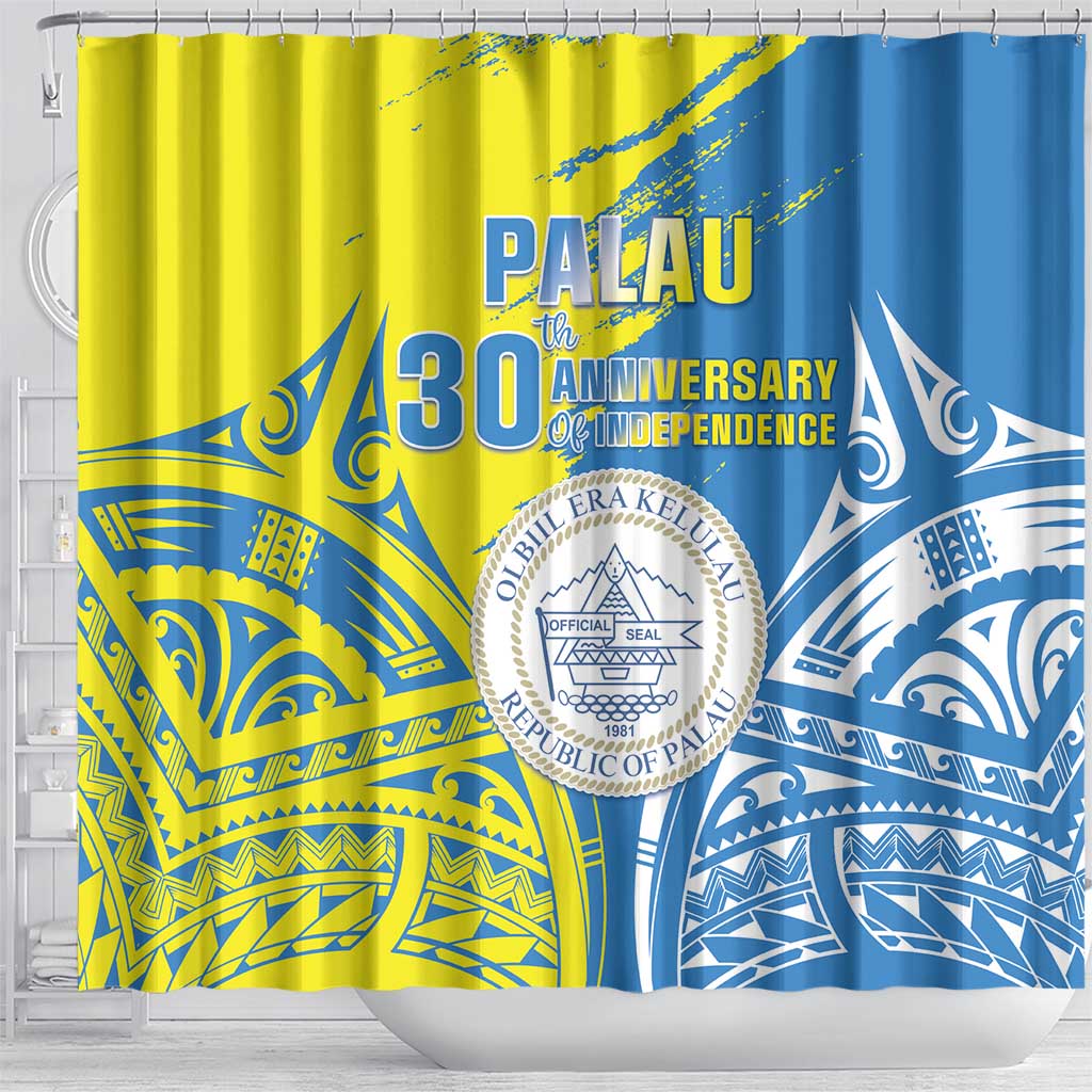 Palau Independence Day Shower Curtain Happy 30th Anniversary LT05 - Polynesian Pride