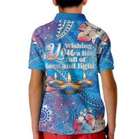 Happy Diwali Festival Kid Polo Shirt Diya Lamp Rangoli With Polynesian Pattern LT05 - Polynesian Pride