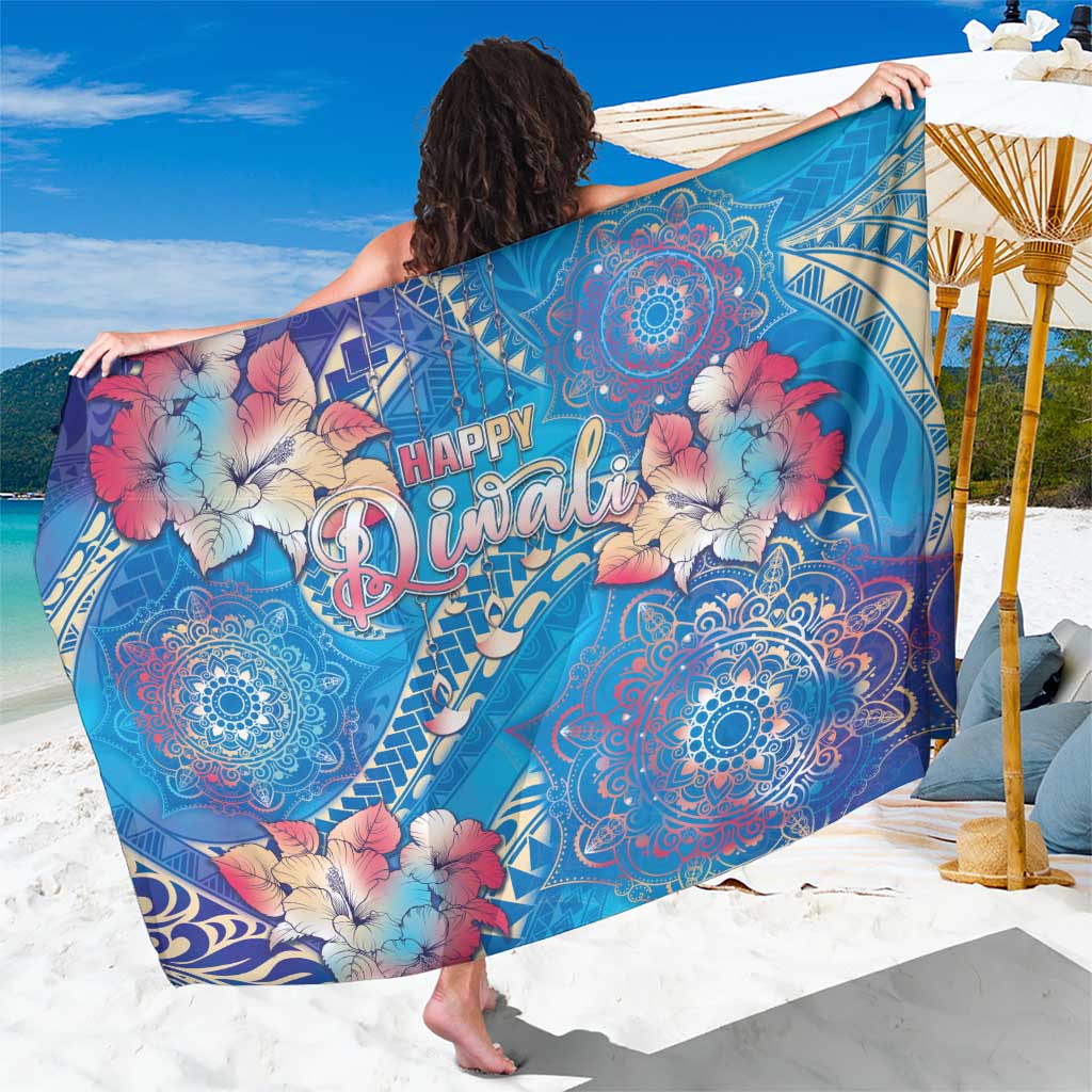 Happy Diwali Festival Sarong Diya Lamp Rangoli With Polynesian Pattern