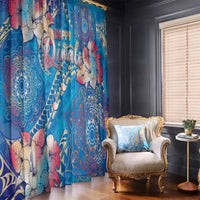 Happy Diwali Festival Window Curtain Diya Lamp Rangoli With Polynesian Pattern