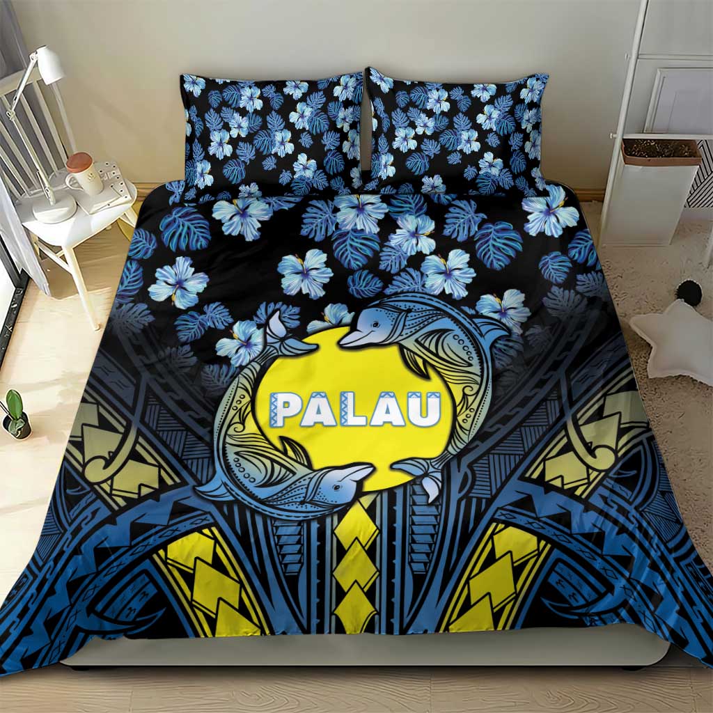 Palau Bedding Set Polynesian Dolphin Tropical Hibiscus Style