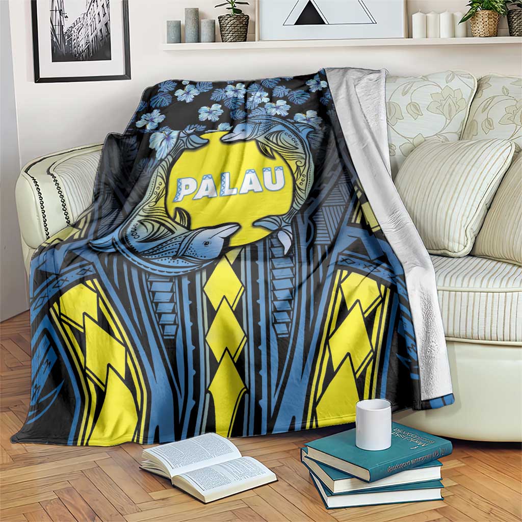 Palau Blanket Polynesian Dolphin Tropical Hibiscus Style