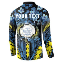 Personalised Palau Button Sweatshirt Polynesian Dolphin Tropical Hibiscus Style