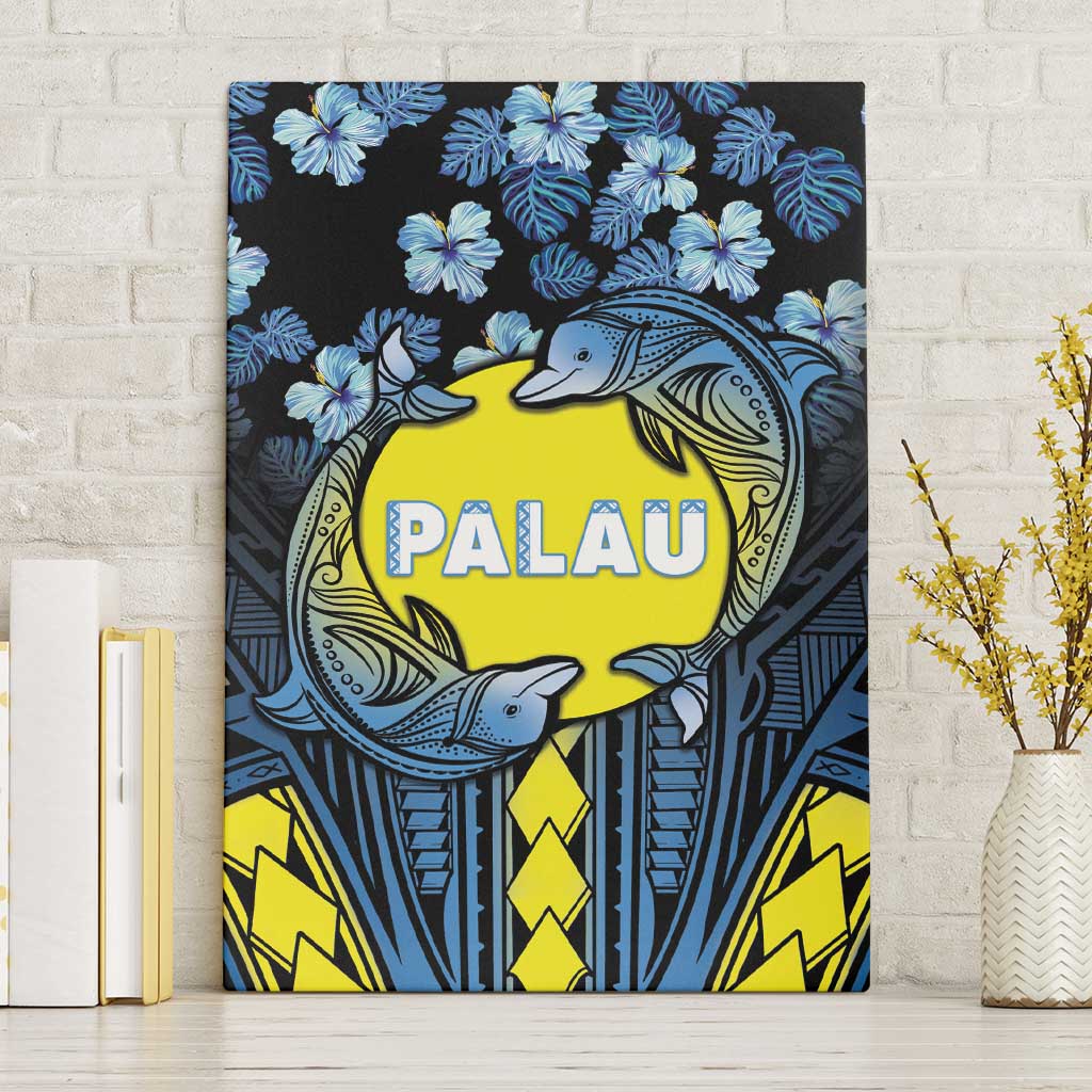 Palau Canvas Wall Art Polynesian Dolphin Tropical Hibiscus Style