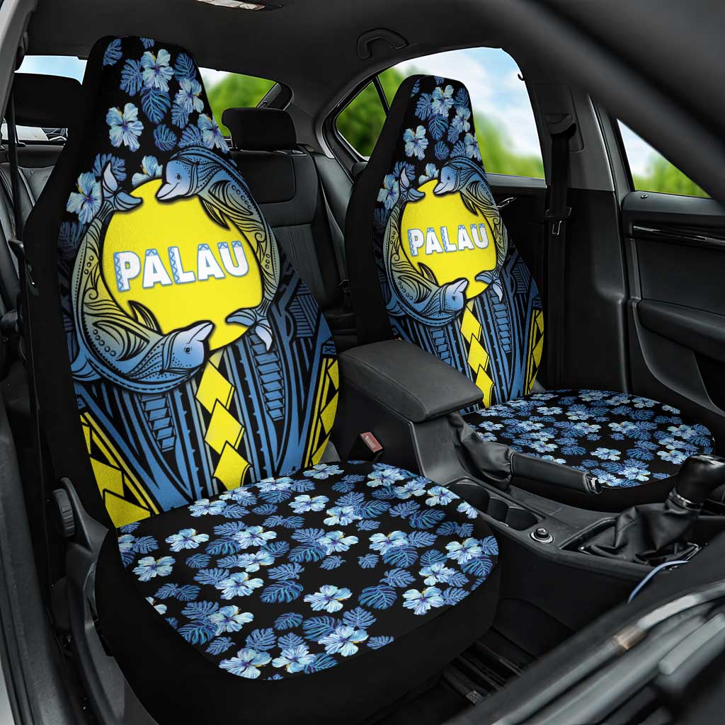 Palau Car Seat Cover Polynesian Dolphin Tropical Hibiscus Style